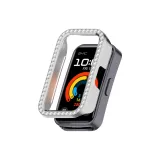 Полузакрытый защитный чехол с украшением из горного хрусталя - серебряный