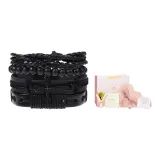 Готический кожаный браслет с крестом, комплект из 4 штук + коробка в форме сердца, комплект