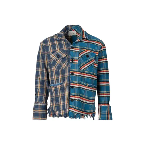 GREG LAUREN Синий Серый Мужская Рубашка