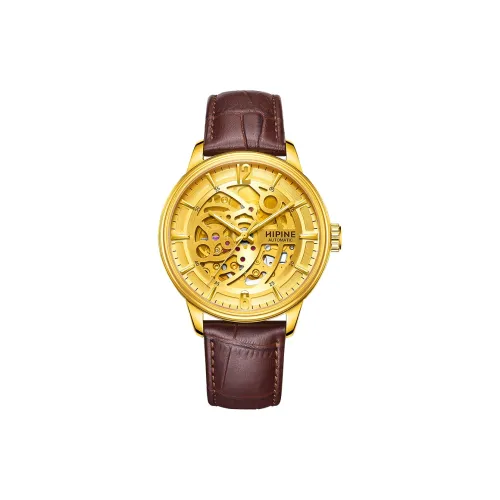 HIPINE Автоматический Механический Механизм Мужские Часы Wind Series 42 мм Золото