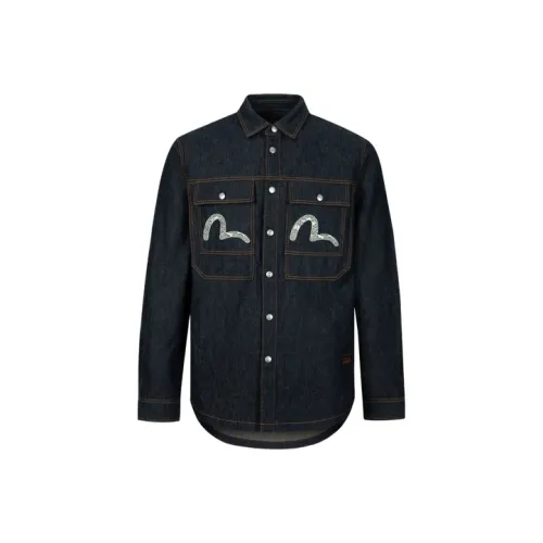 EVISU Джинсовый Синий Мужские Рубашки