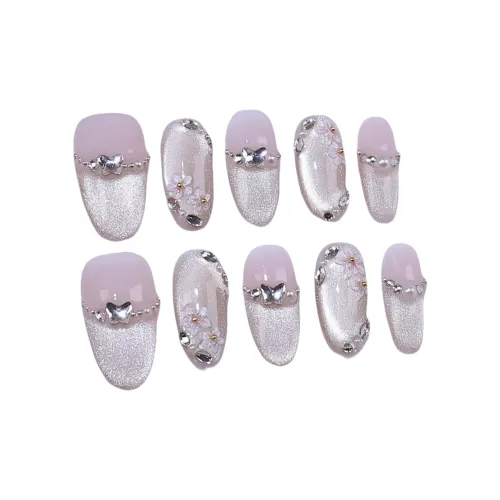 Gentle Welcome Премиум Французский False Nail Овал Spring Blossoms Evening Reflections Smudge