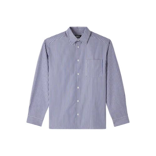 A.P.C. Joint Paragraph Blue Men's Shirts A.P.C. Joint Paragraph Синий Мужские Рубашки