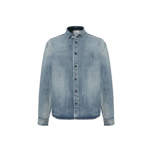 SAINT LAURENT Blue Men's Shirts SAINT LAURENT Синие Мужские Рубашки