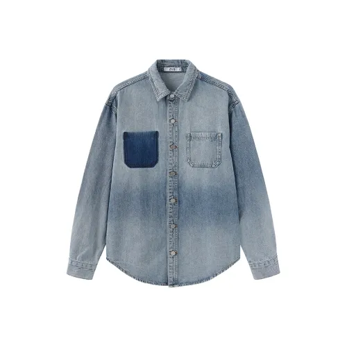 ZUO Стальной Синий Мужские Рубашки