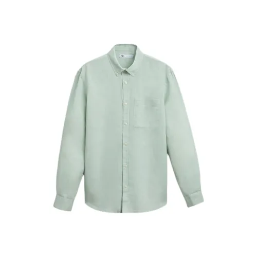 ZARA Озерный зеленый Мужские рубашки