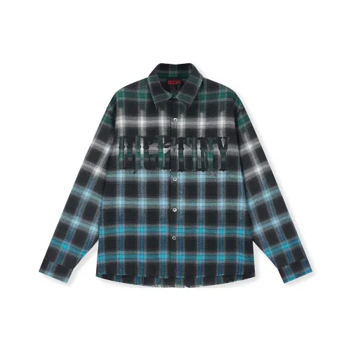 DICETINY Градиентная клетчатая синяя рубашка унисекс