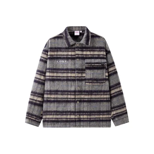COCA COLA Синие Серые Клетчатые Унисекс Рубашки