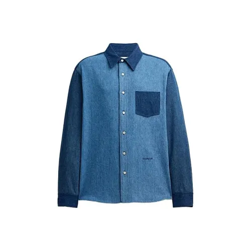 COACH Королевский синий Мужская рубашка