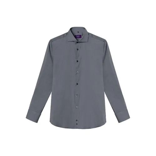 SKARO Длинный рукав мужская рубашка серо-синий