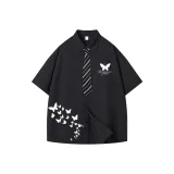 Чёрный (Чёрный и белые полосы галстук)