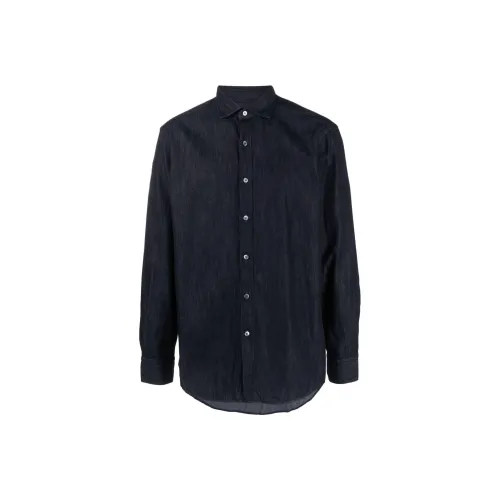Ermenegildo Zegna Мужские рубашки морского синего цвета