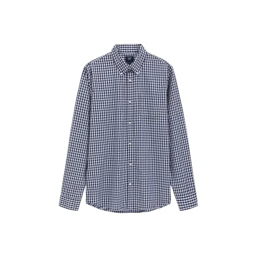 GAP совместная бренд Морской синий Квадрат Мужская рубашка