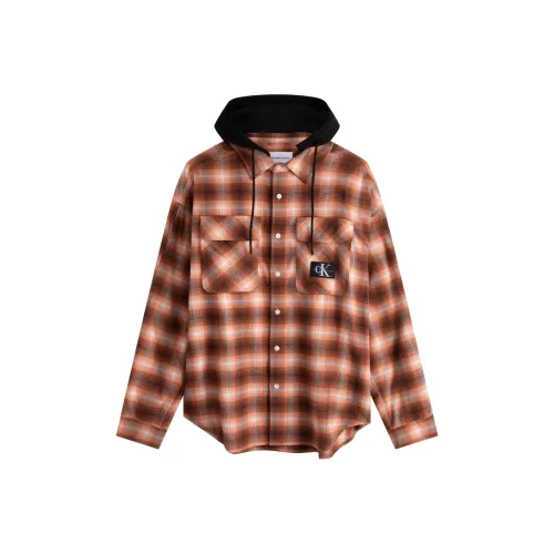 Calvin Klein GT8 Бронза Коричневый Клетчатый Узор Мужская Рубашка