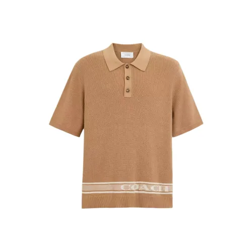 COACH Мужская поло коричневого цвета