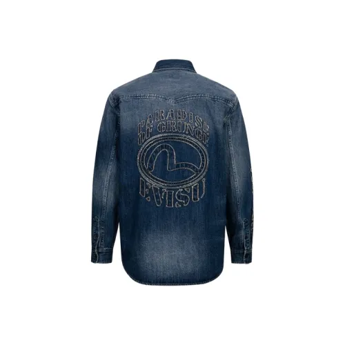 EVISU Джинсовый Синий Мужские Рубашки