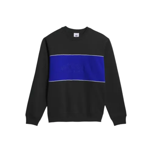 Adidas Originals Arched Логотип Crewneck Толстовка Мужская Черная Королевская Синяя Белая