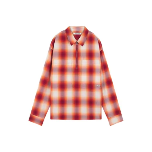 Maison Kitsune Рубашка Унисекс Клетчатая Охра Экрю