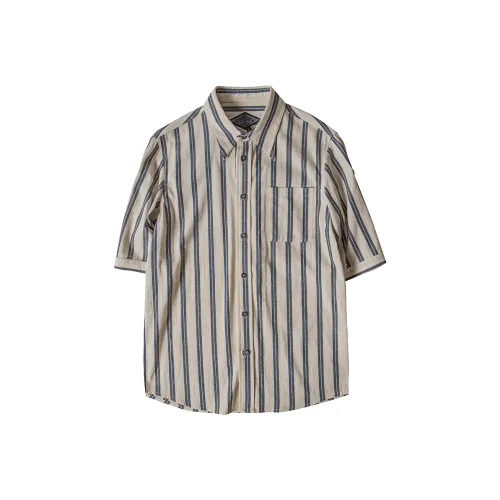 SOARIN YUPPIE Белый Синий Полосы Мужская Рубашка