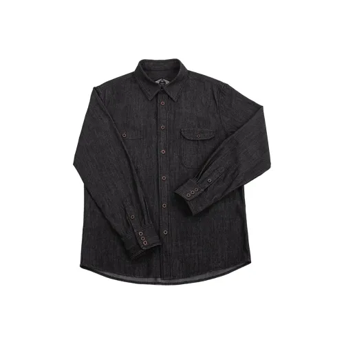 SOARIN YUPPIE Осенний Рубашка Стандарт Мужской Серый Деним Фадинг Темный Свет Сепаратная Стирка