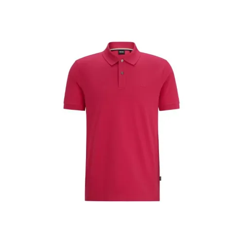 Hugo Boss Хлопок Поло с вышитым логотипом Поло Рубашка Мужская Темно-розовая