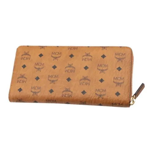 MCM Essential Visetos Origina Покрытый холст Кошелек Женские Коньячный Коричневый