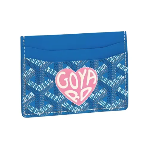 GOYARD Холст Телячья кожа Держатель для карт Держатель для карт Унисекс Небесно-синий Розовый Маленькое сердце