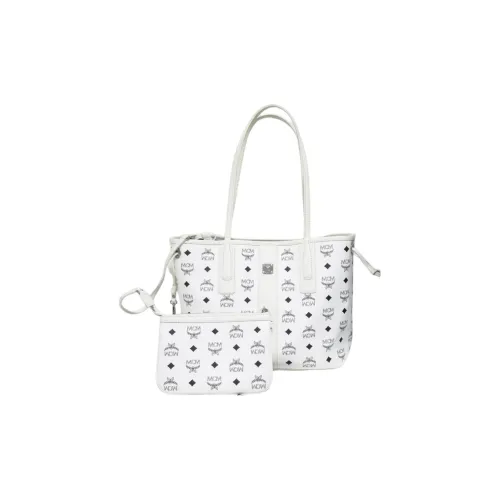 MCM Liz Visetos Кожа Комбинированная Сумка Тоут Сумка Сумка для покупок Сумка на плечо Сумка Обычная Women's White