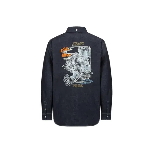 EVISU Джинсовый Синий Мужские Рубашки