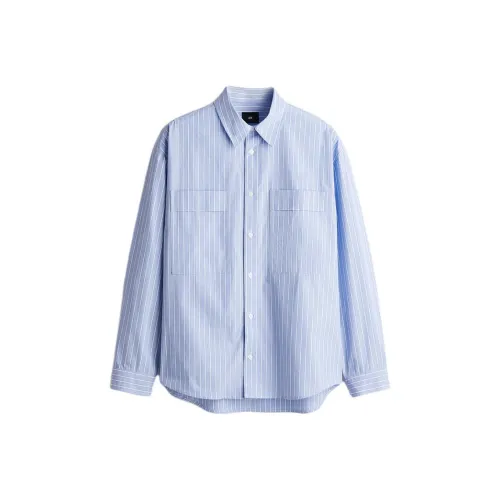 H&M Светло-синие/Полосатые Мужские Рубашки