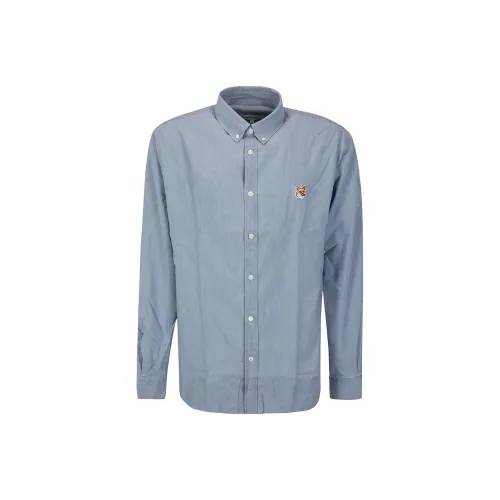 Maison Kitsune Мужские Синие Рубашки