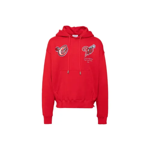 OFF Белый Толстовка Мужской Свободный крой Blood Красный