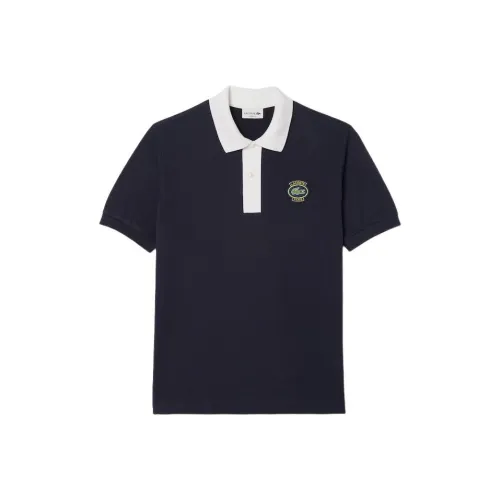 LACOSTE Морской Синий/Белый Мужская Рубашка Поло