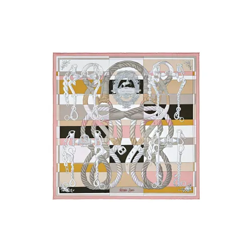 HERMES Шелковые шарфы для женщин Темно-розовый Бежевый Серый шелковый шарф