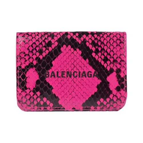 Balenciaga Кожа Клатч Кошелек Мини Женский Неоново-розовый Черный