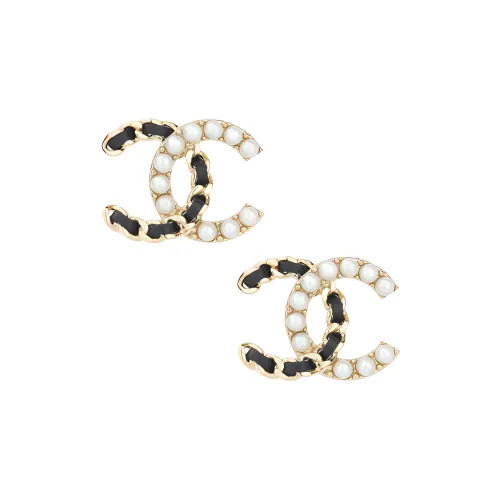 CHANEL Серьги-гвоздики Женские Черный Белый