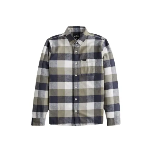 Hollister Рубашка Мужская Оливково-Зеленая Клетка