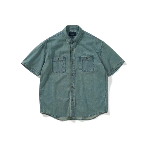 714STREET Рубашка Унисекс Джинсовый Синий