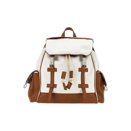 Eleventy FIRSTCLASS Made IN Italy Хлопок Холст Рюкзак Мужской Белый и Коричневый