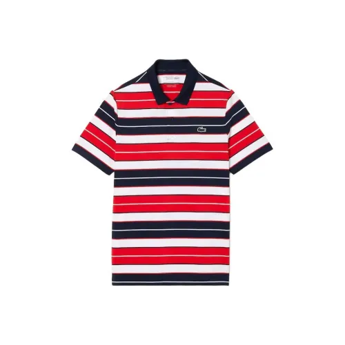 LACOSTE Поло Мужское Красное Белое