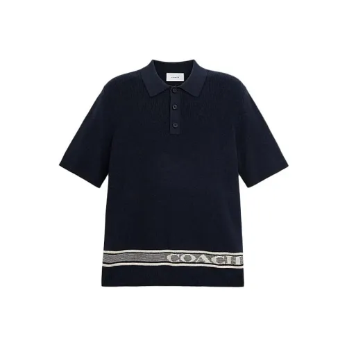 COACH SS24 Поло Мужское Морской Синий