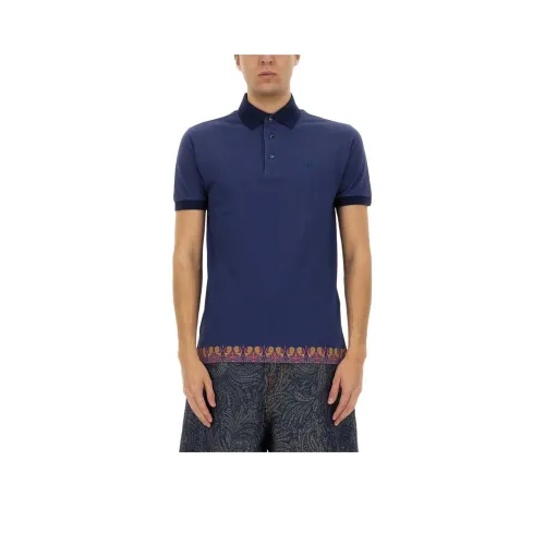 ETRO SS25 Поло Мужское Синее