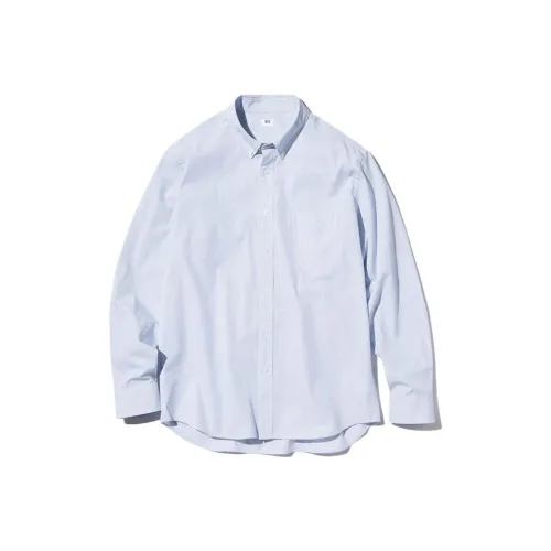 UNIQLO Аква-синий Мужские Рубашки