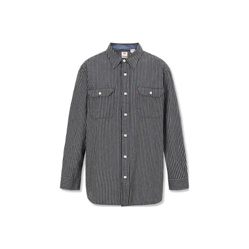 Levis Черный Белый Полосы Многоцветный Мужская Рубашка