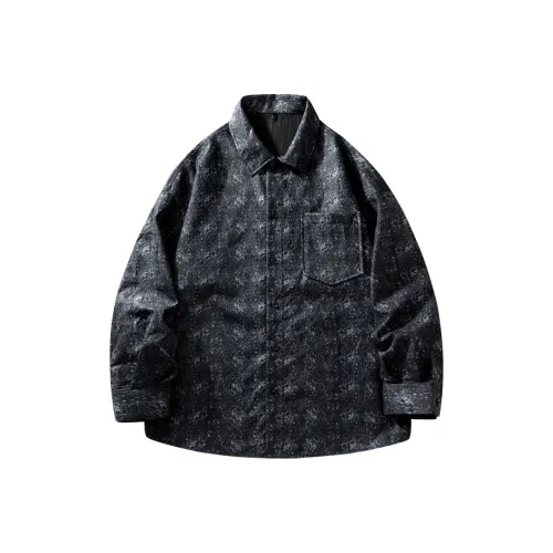 HZWH Рубашка Мужская Дымчатый Чернильный Синий