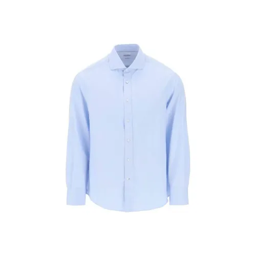 BRUNELLO CUCINELLI Blue Men's Shirts BRUNELLO CUCINELLI Синий Мужские Рубашки