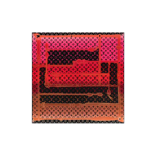 LOUIS VUITTON Confidential Шелковые шарфы Черный/коричневый/Красный/Розовый Женские