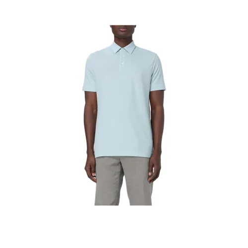 Zanone Polo Мужское Светло-Синий