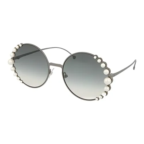 FENDI В зависимости от официального сайта Круглые Солнцезащитные очки Женские Коричневый