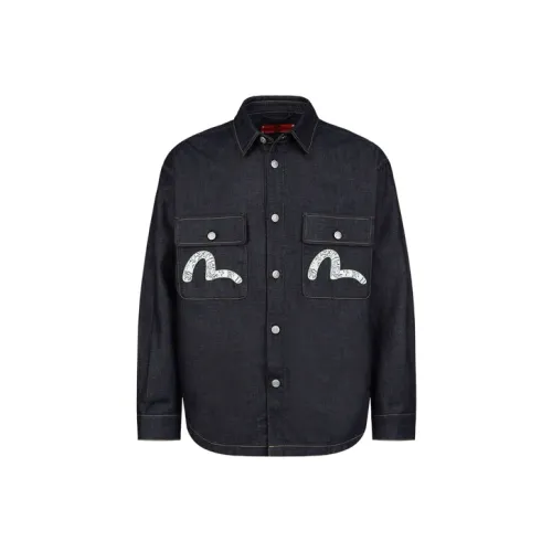 EVISU Джинсовый Синий Мужские Рубашки